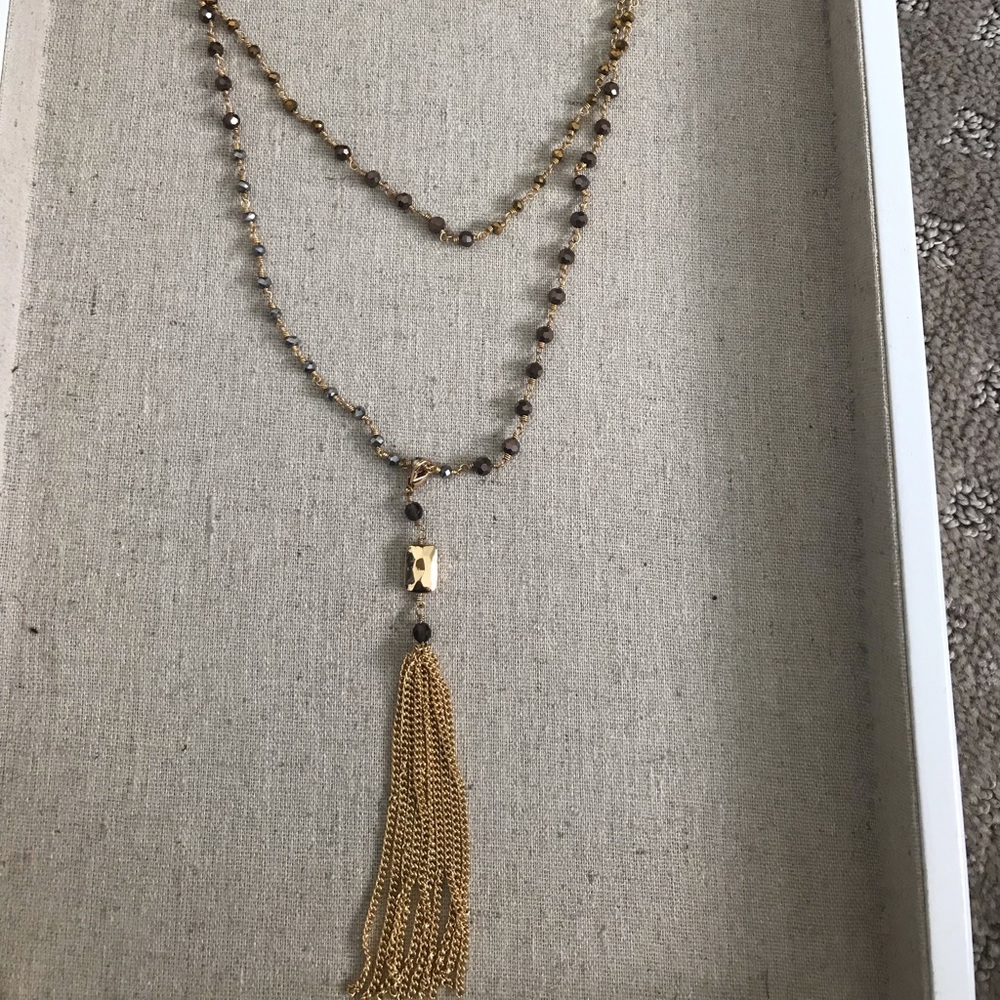Delicate beaded tassel necklace